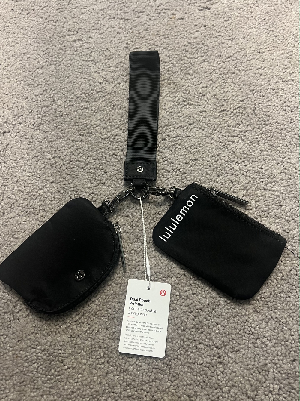 lululemon athletica Black Dual Pouch Wristlet Wallet Coin Purse Keychain